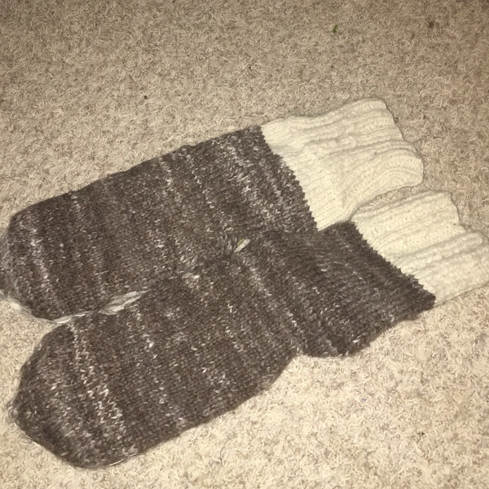 Winter hand knitted slippers sz L